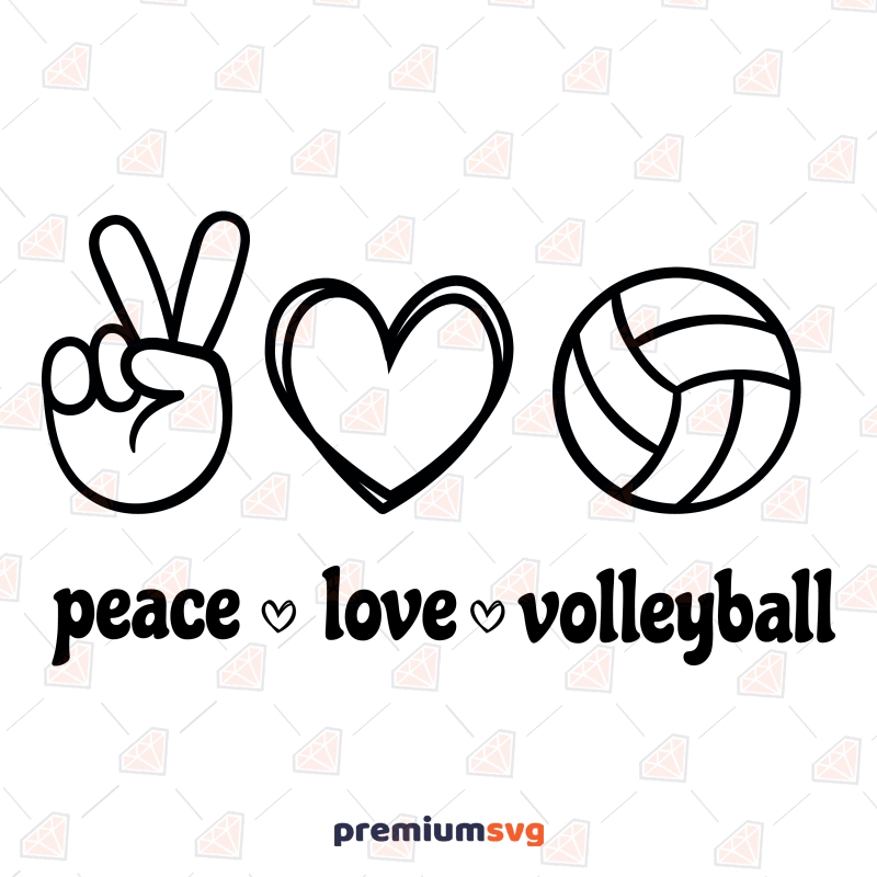 Peace Love Volleyball SVG, Instant Download Volleyball SVG Svg