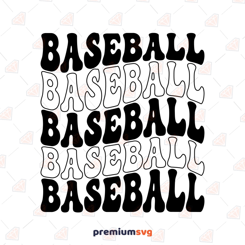 Wavy Text Baseball SVG, Instant Download Baseball SVG Svg