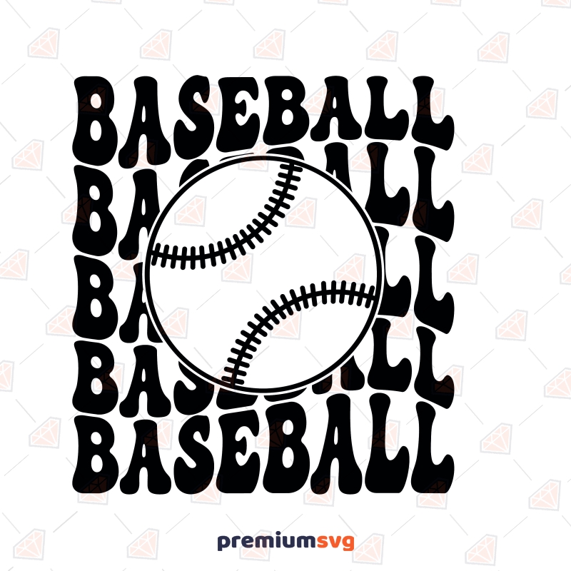 Baseball SVG Design, Retro Wavy Baseball SVG Instant Download Baseball SVG Svg