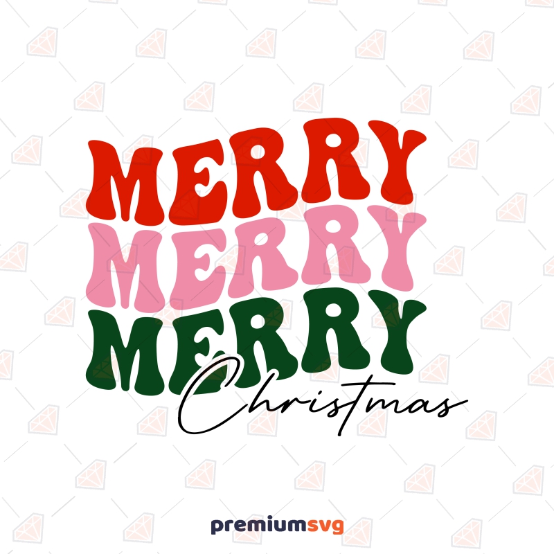 Merry Christmas Retro SVG, Wavy Retro Christmas SVG Vector File Christmas SVG Svg