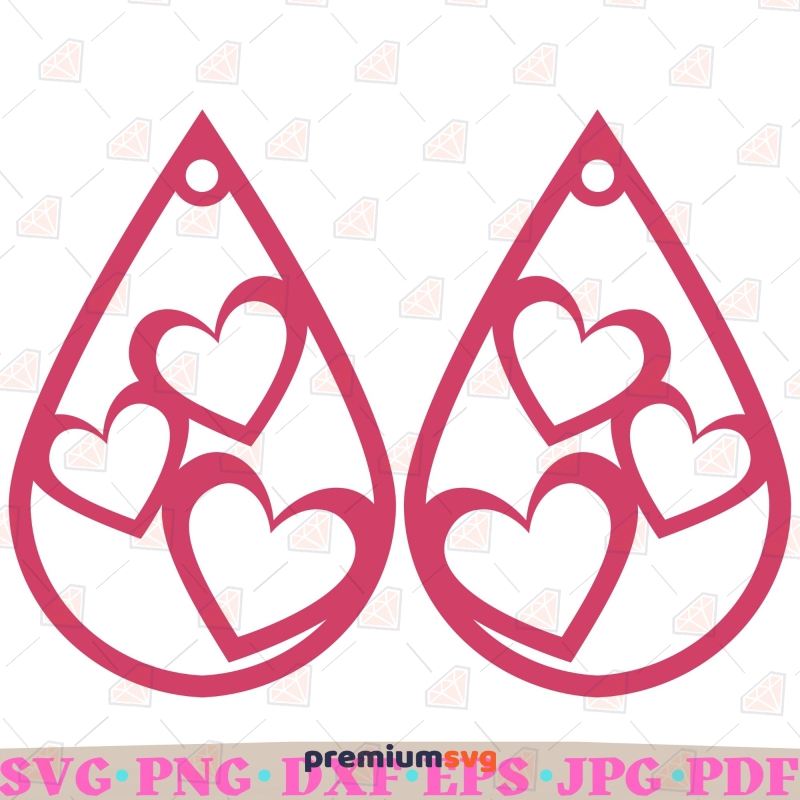 Teardrop Heart Earring Svg Valentine Earring Svg Digital Premiumsvg