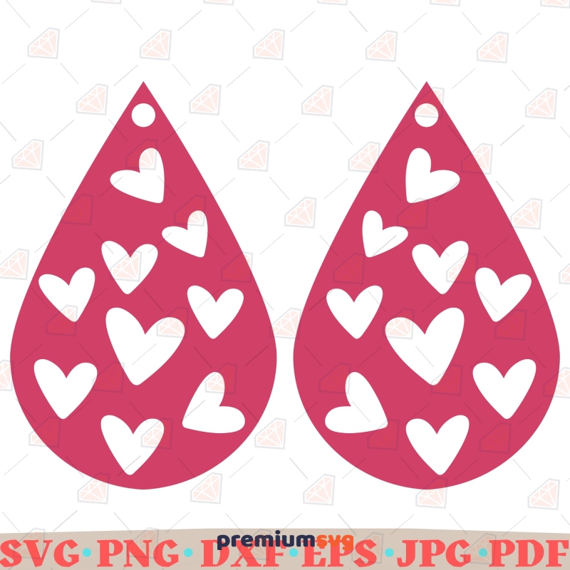Teardrop Heart Earring SVG Cut File, Valentine's Day Heart SVG Valentine's Day SVG Svg