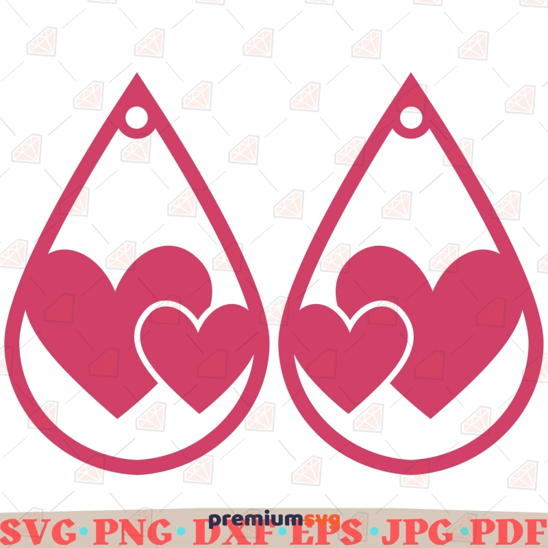 Teardrop Shape Hearts Earring SVG, Digital Download | lupon.gov.ph