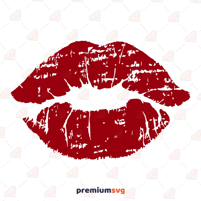 Distressed Red Lips SVG, Kiss SVG Instant Download Valentine's Day SVG Svg