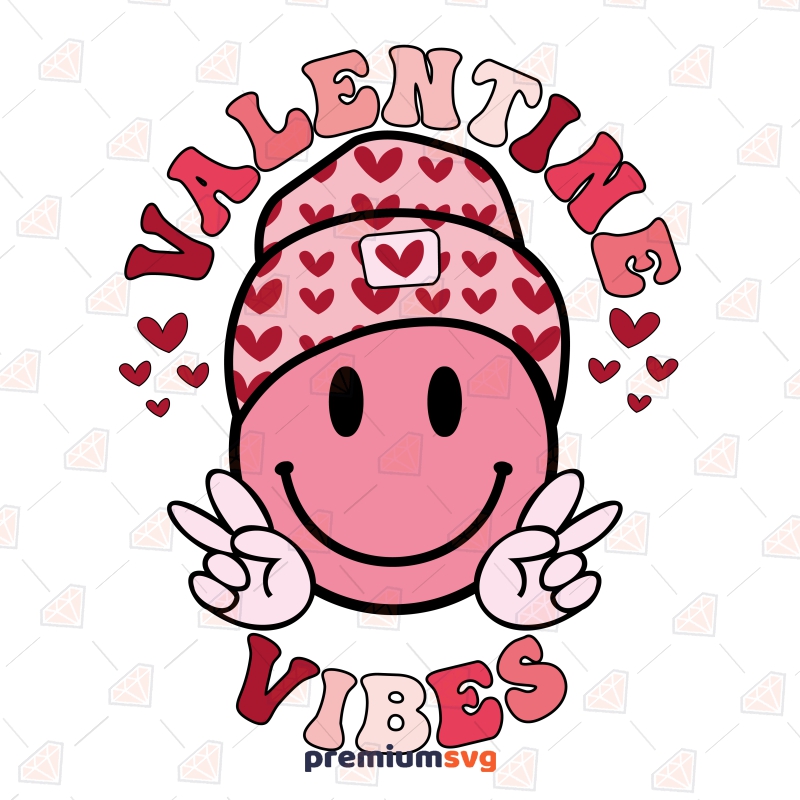 Valentine Vibes SVG, Smiley Face SVG Sublimation | PremiumSVG