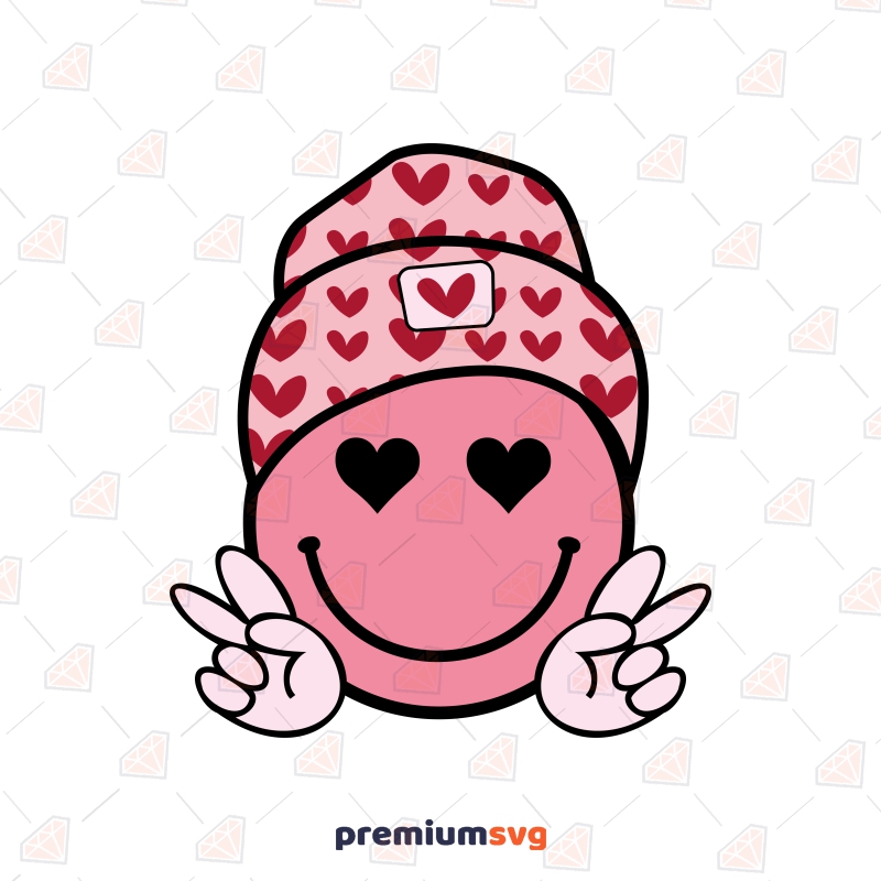 Valentine's Day Smiley Face with Hat SVG and Sublimation Design Sublimation Designs Svg