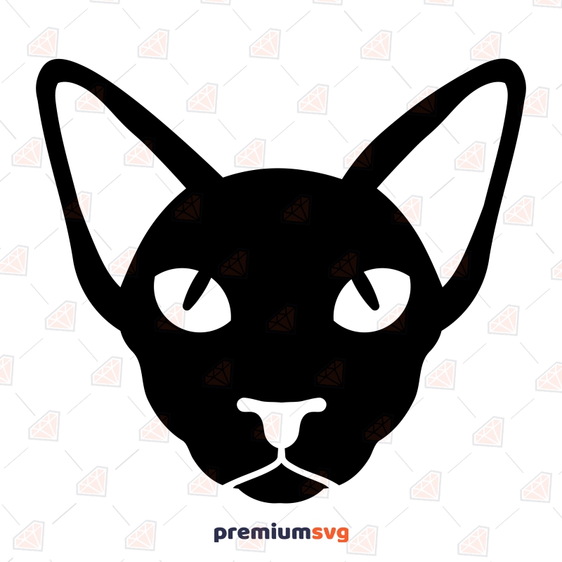 Sphynx Cat Face Silhouette SVG Cut File, Cat Clipart Pets SVG Svg