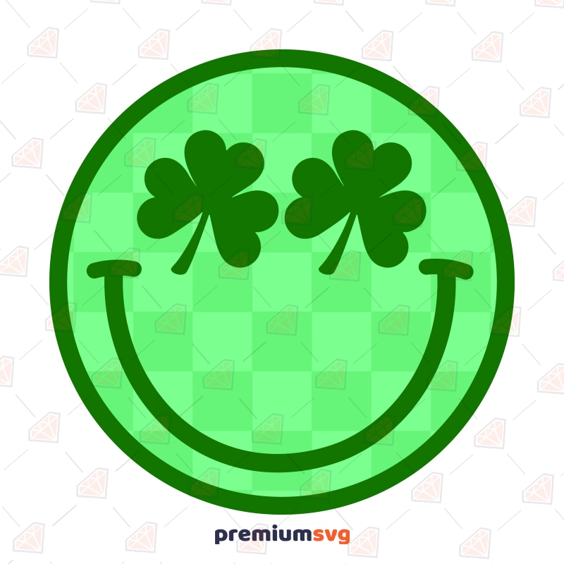 St Patty Smiley Face Checkered SVG, Retro Smile SVG St Patrick's Day SVG Svg