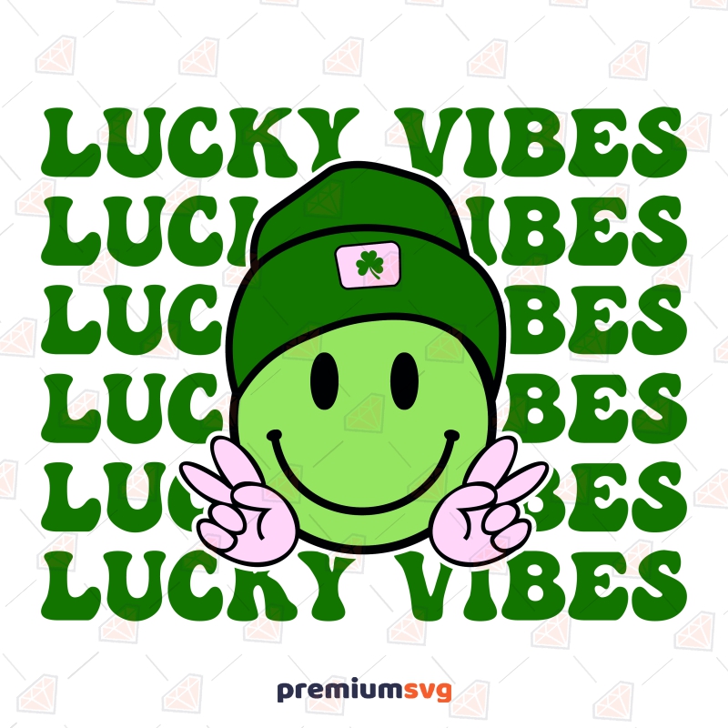 Lucky Vibes with Smiley Face SVG, St Patrick's Day Sublimation Sublimation Designs Svg