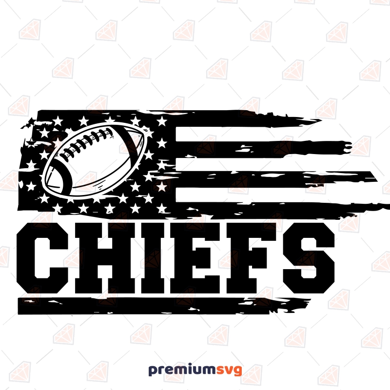 Chiefs SVG Distressed USA Flag, Instant Download Football SVG Svg