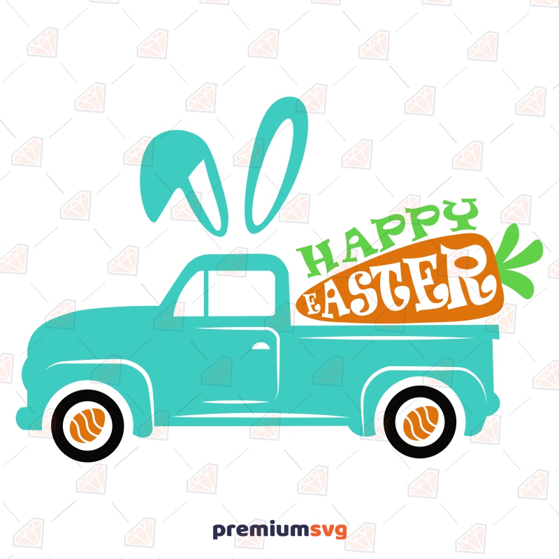 Happy Easter Truck SVG, Easter Bunny Truck SVG Easter Day SVG Svg