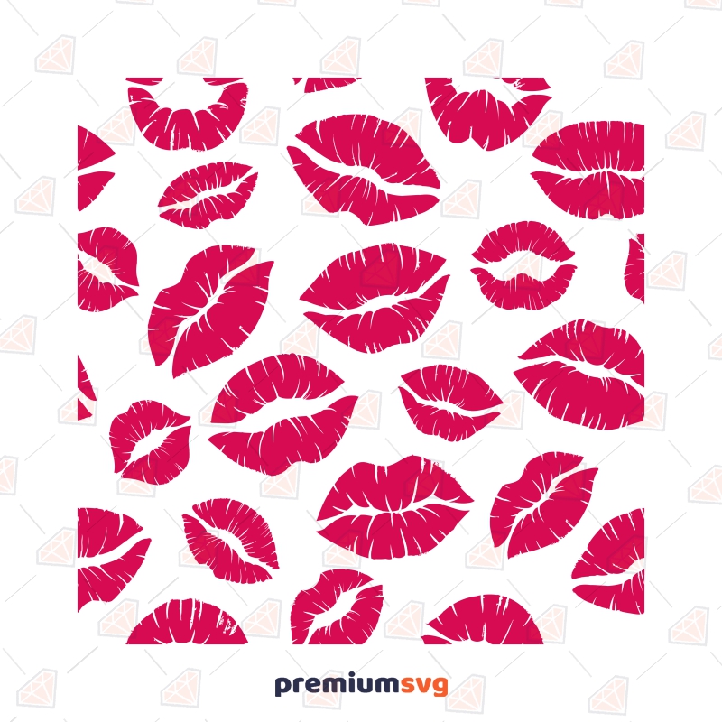 Lips Pattern SVG Design, Kisses SVG Instant Download Backgrounds and Patterns Svg