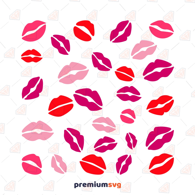 Different Color Lips Pattern SVG, Kisses SVG Vector Files | PremiumSVG