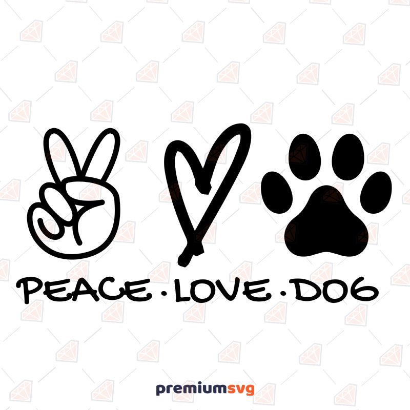 Peace Love Dog SVG, Dog Lover Instant Download T-shirt SVG Svg