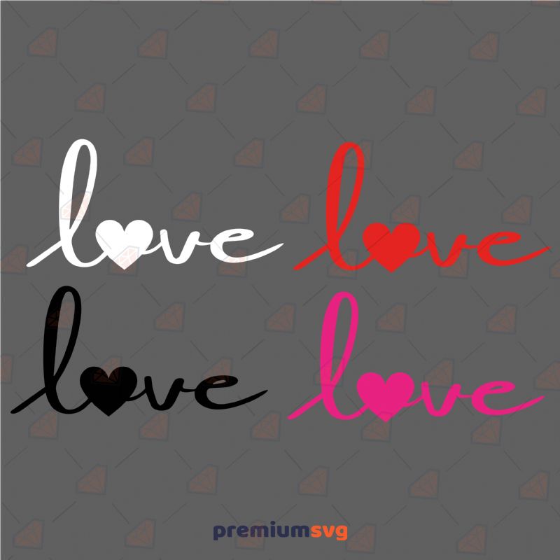 Love Lettering with Heart SVG Bundle, Instant Download Valentine's Day SVG Svg