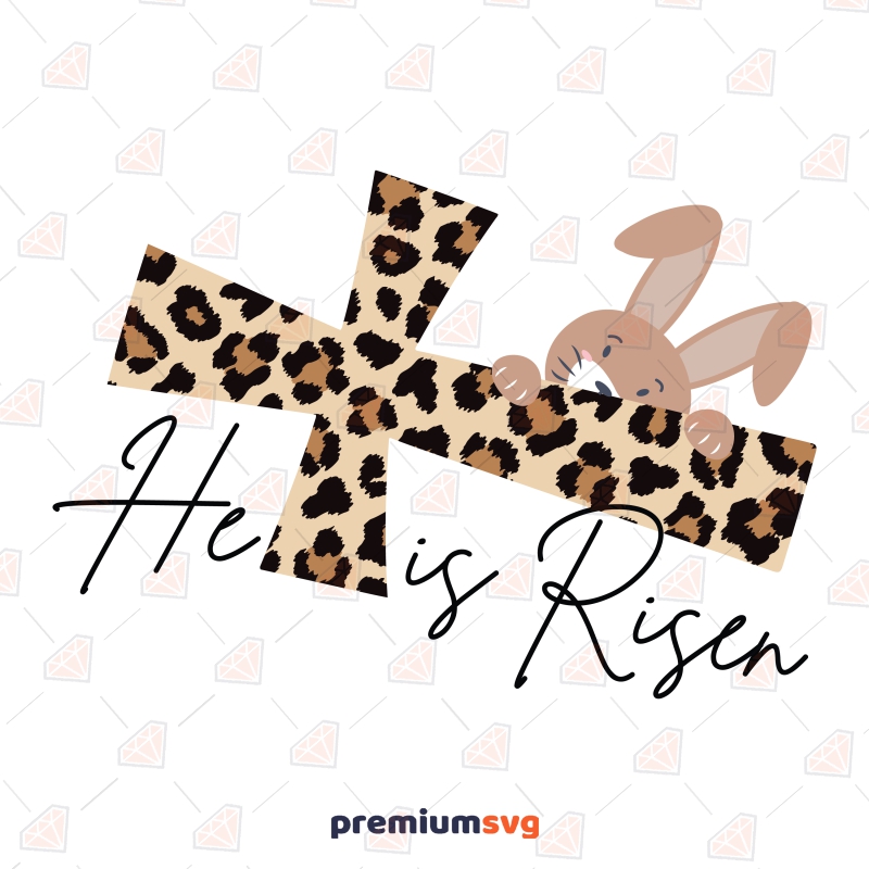He Is Risen PNG, Leopard Cross Easter Day SVG Svg
