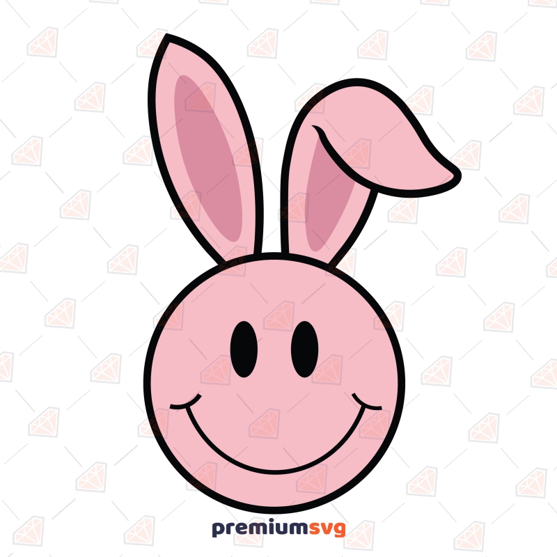 Smiley Face Bunny SVG, Bunny Ear SVG Easter Day SVG Svg