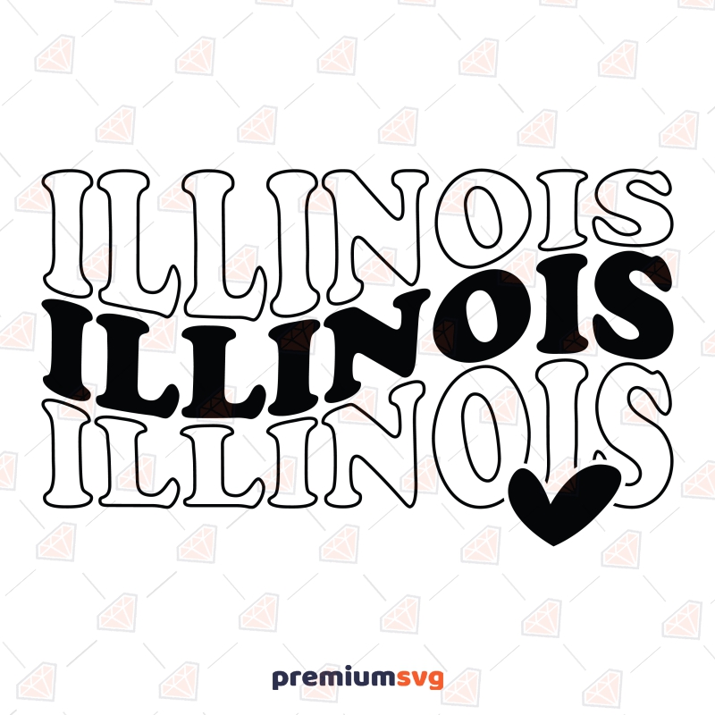 Illinois SVG, Wavy Retro Shirt Digital Design USA SVG Svg