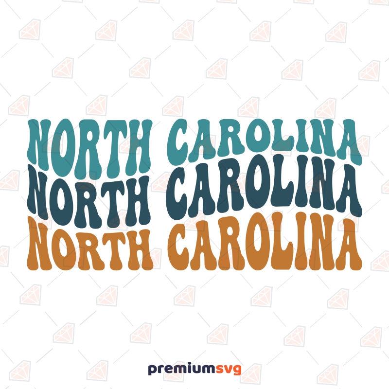 North Carolina SVG Wavy Text, Digital Design USA SVG Svg