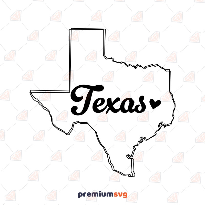 Texas Love SVG, USA State Map SVG Vector Files Texas SVG Svg