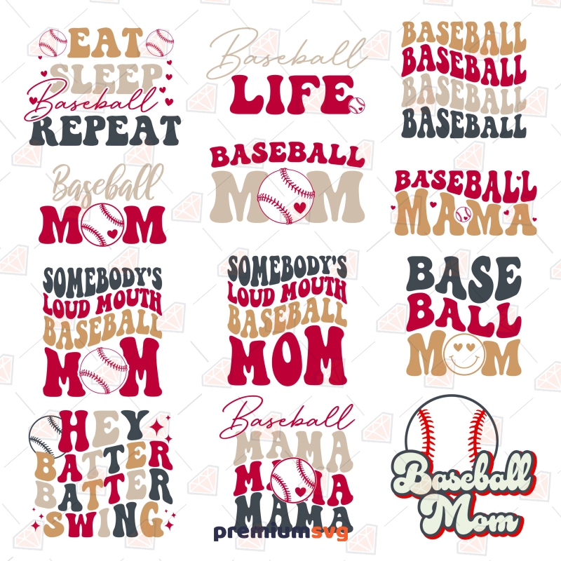 Baseball Mom SVG Bundle, Designs Baseball SVG Svg