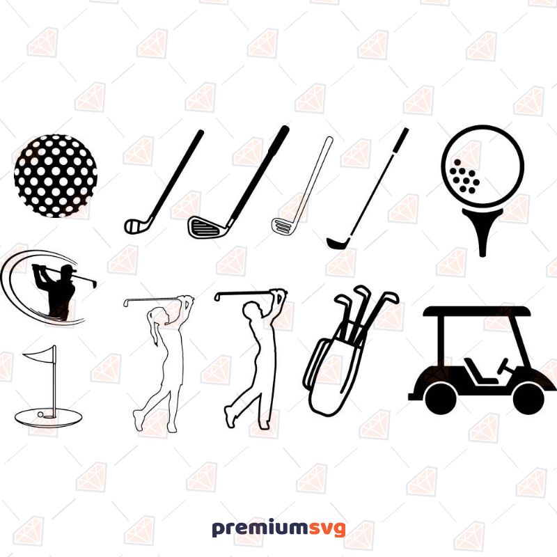 Golfer Bundle SVG Cut File, Instant Download Golf Svg