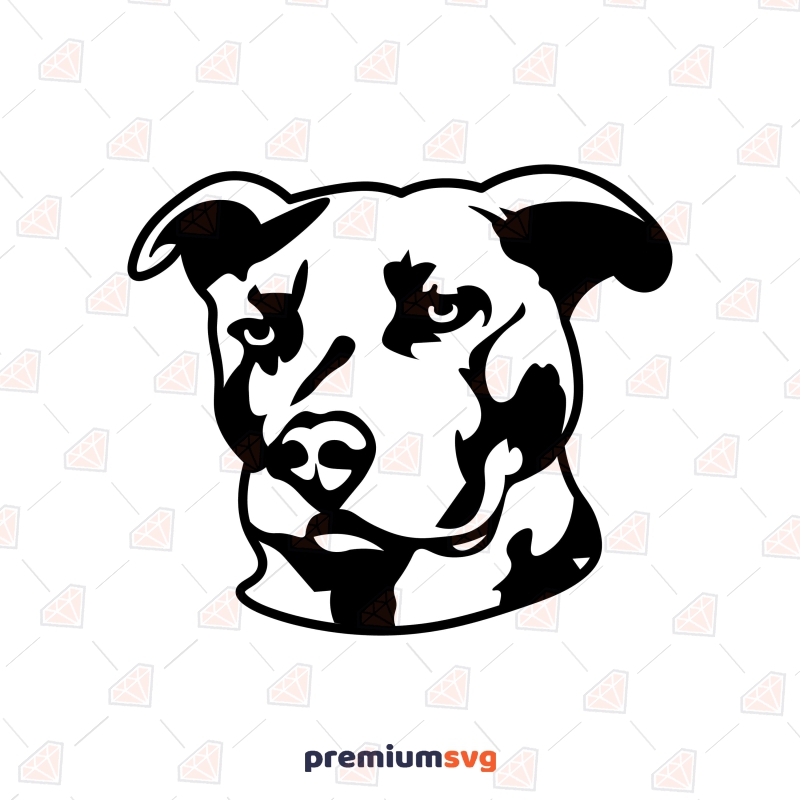Pitbull Dog Face SVG Cut File, Silhouette