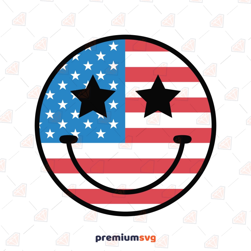 American Flag Smiley Face PNG, SVG Design 4th Of July SVG Svg