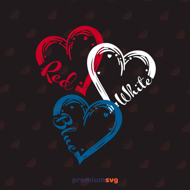 Red White and Blue Heart SVG 4th Of July SVG Svg