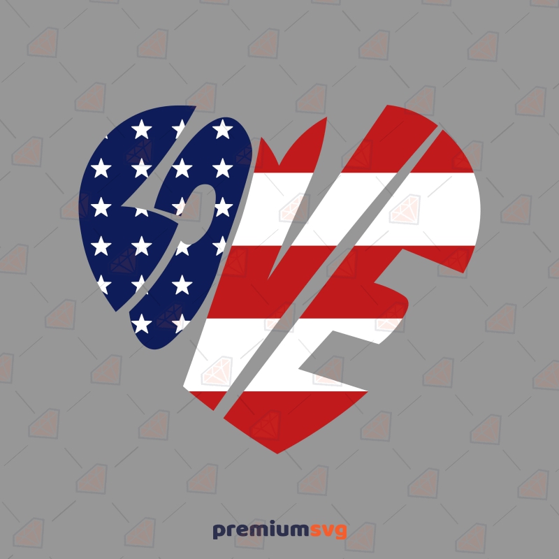 American Flag Love Heart SVG 4th Of July SVG Svg
