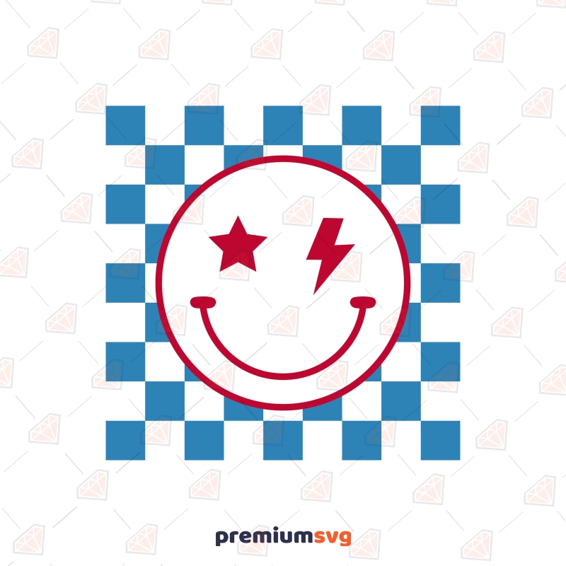 Checkered Smiley Face SVG for 4th of July 4th Of July SVG Svg