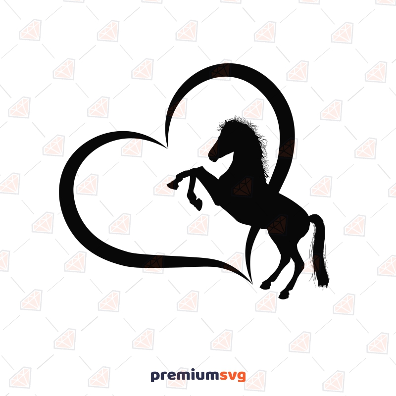 Jumping Horse with Heart SVG Cut File, Horse Love SVG PremiumSVG