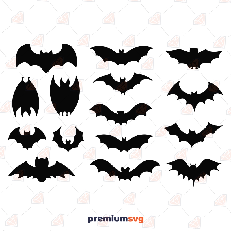Bat Silhouettes SVG Bundle, Halloween Bat PNG Halloween SVG Svg