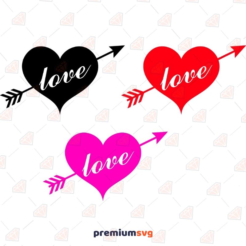 Arrow Hearts with Love SVG Bundle, Instant Download Valentine's Day SVG Svg