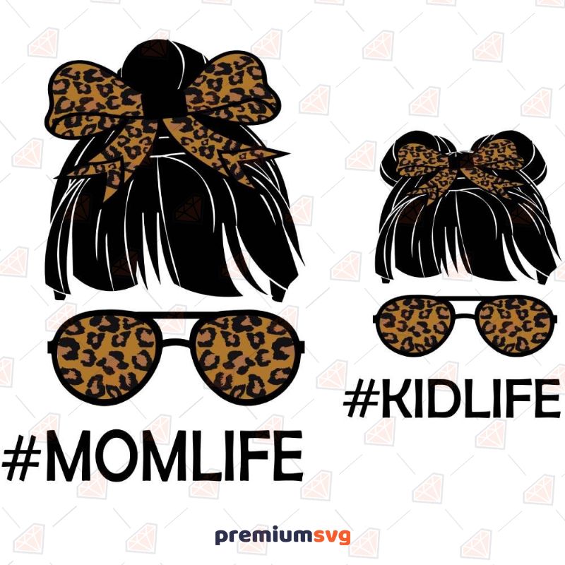Leopard Messy Bun Momlife Kidlife SVG Cut File Messy Bun SVG Svg