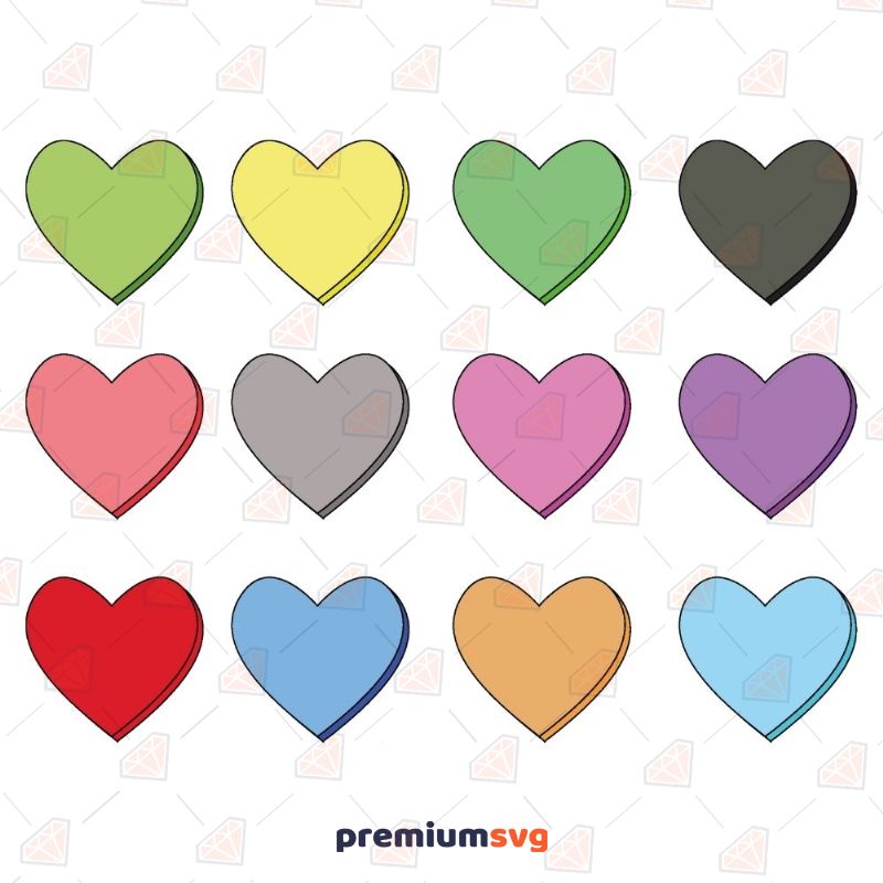 Conversation Hearts with Outline SVG, Digital Design Valentine's Day SVG Svg