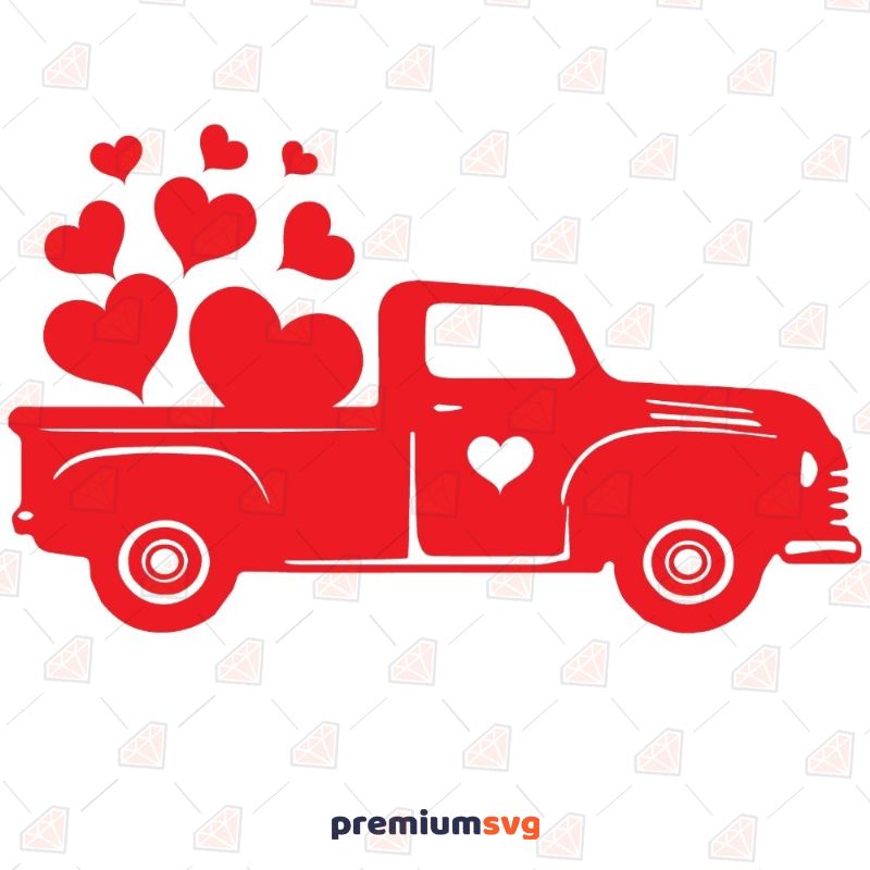 Red Valentine Heart Truck SVG Valentine's Day SVG Svg