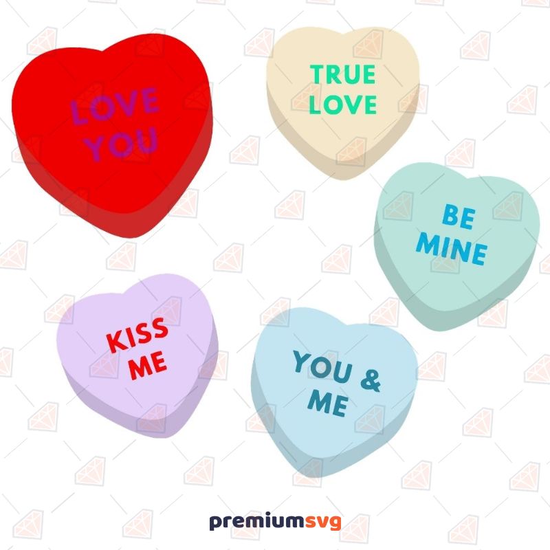 Valentines Conversation Hearts SVG, Instant Download Valentine's Day SVG Svg