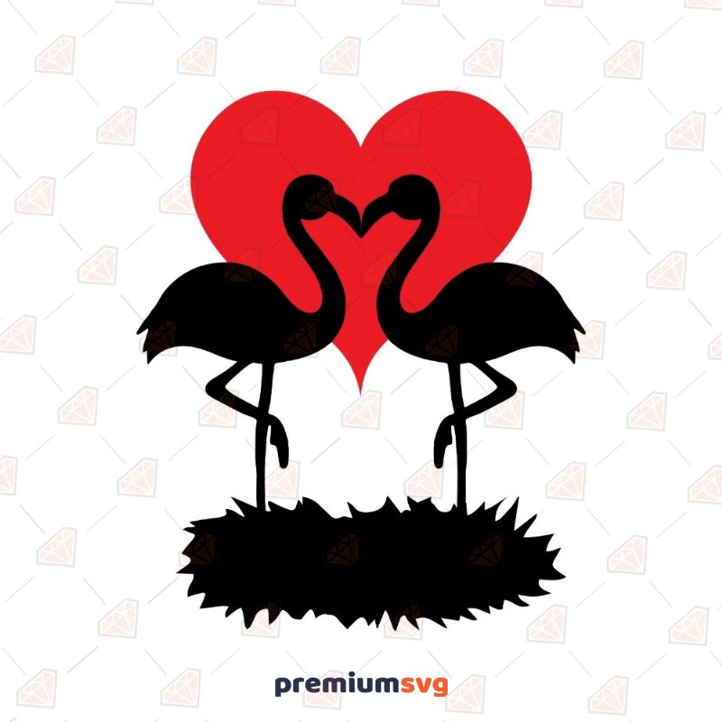 Flamingo Couple Love SVG, Heart SVG Digital Design Valentine's Day SVG Svg