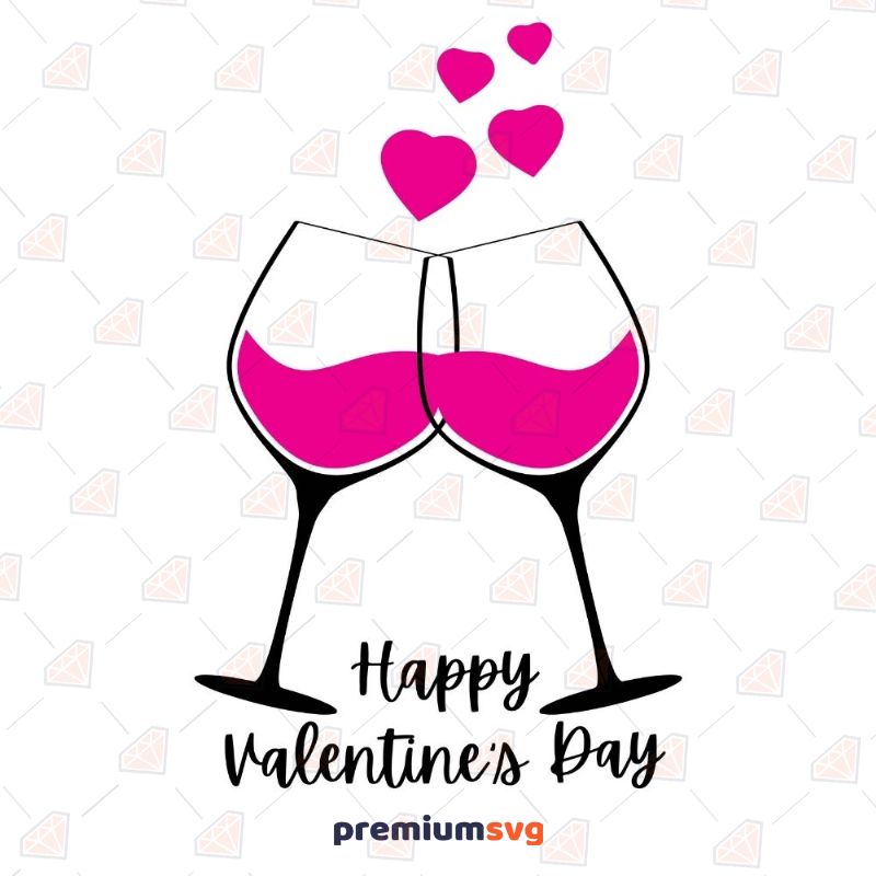 Valentine Wine Glasses SVG, Wine Lover SVG Cut Files Valentine's Day SVG Svg