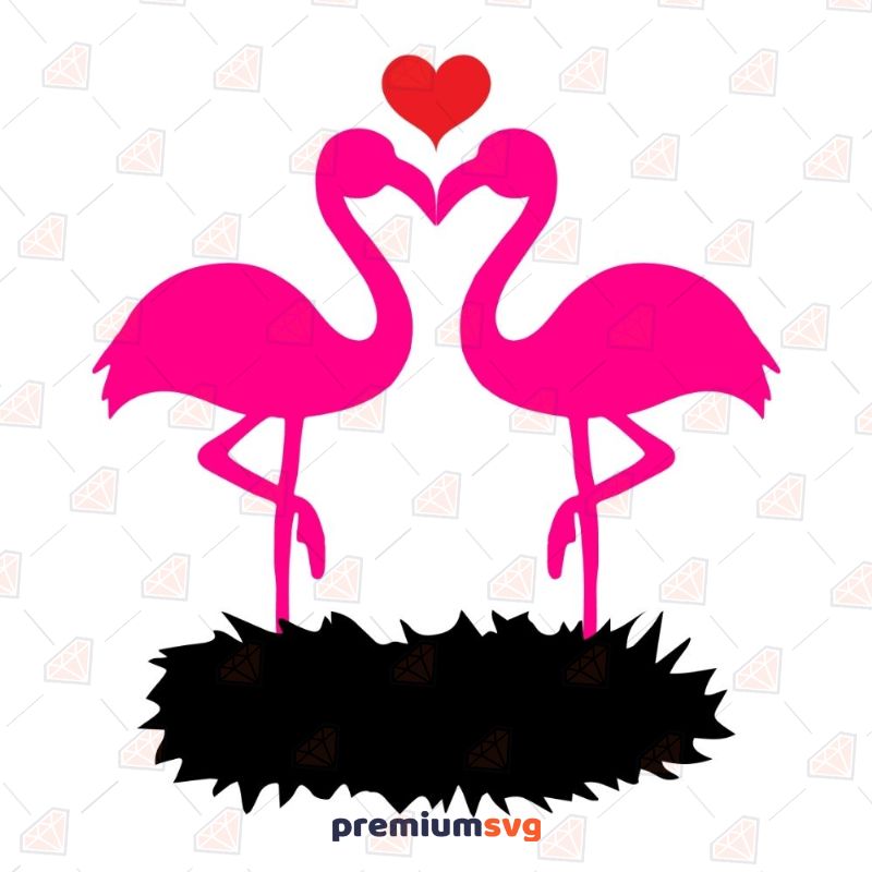 Pink Flamingo Couple Love SVG Valentine's Day SVG Svg