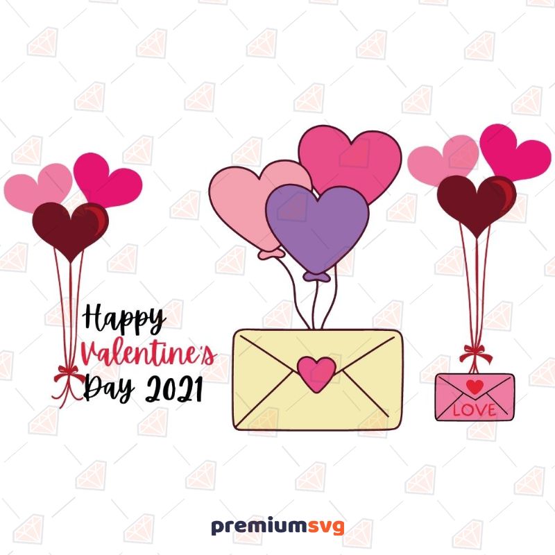 Love Postcard with Hearts SVG Valentine's Day SVG Svg