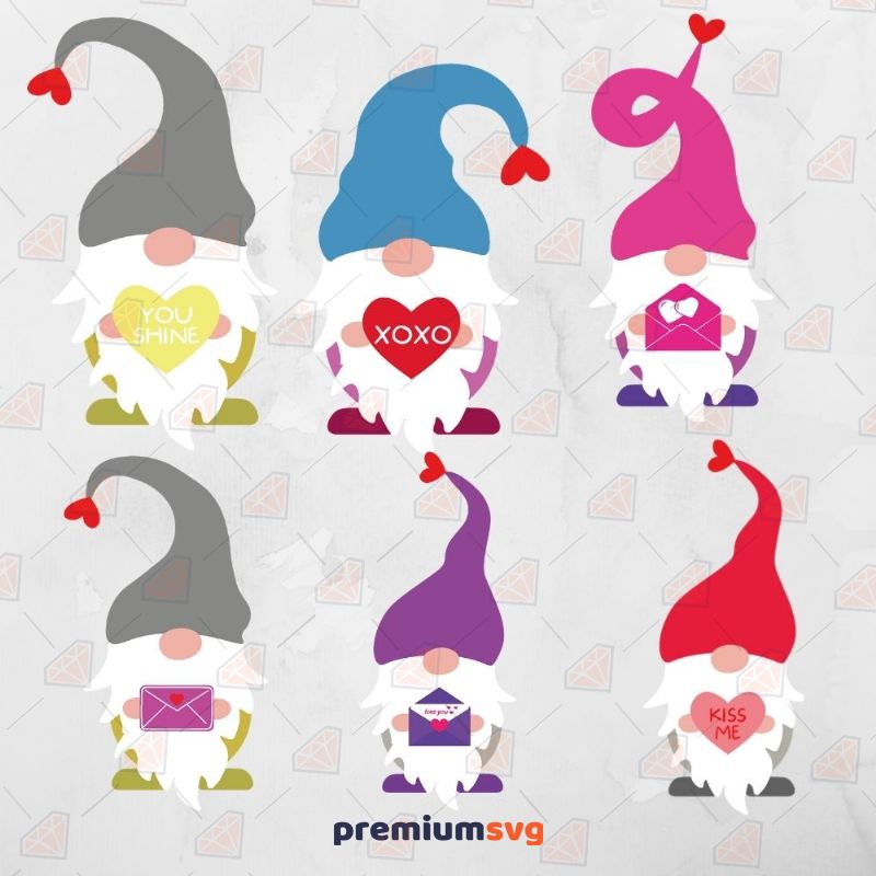 Valentine Gnomes SVG Bundle, Instant Download Valentine's Day SVG Svg