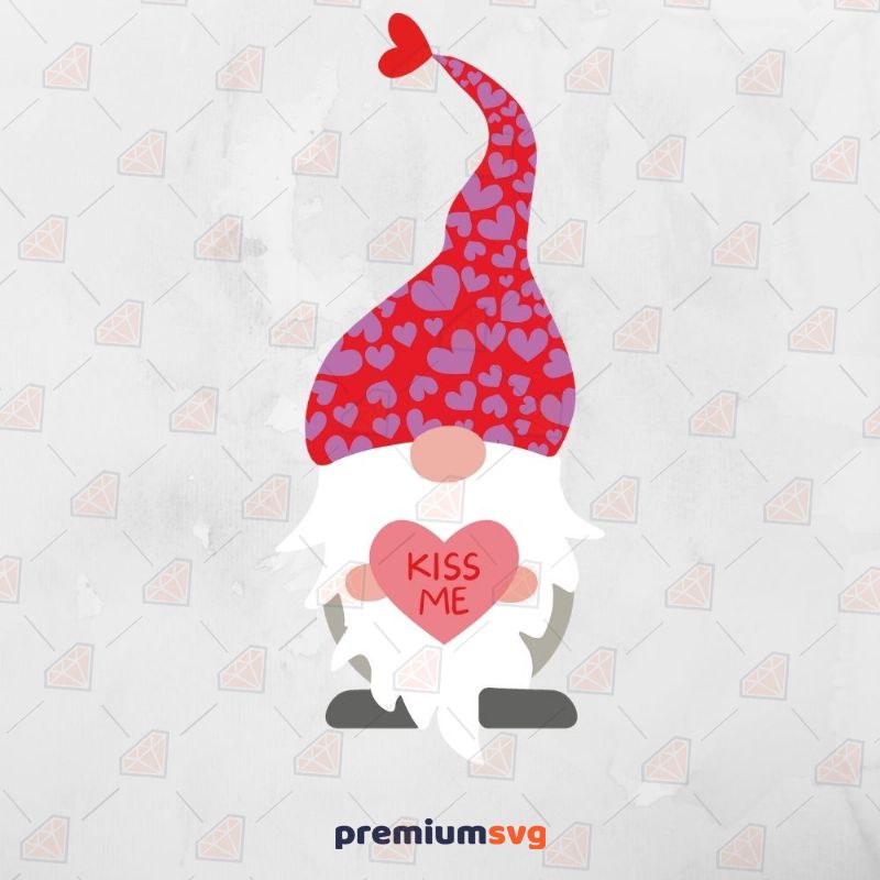 Kiss Me Gnome SVG, Valentine's Day SVG Digital Design Valentine's Day SVG Svg