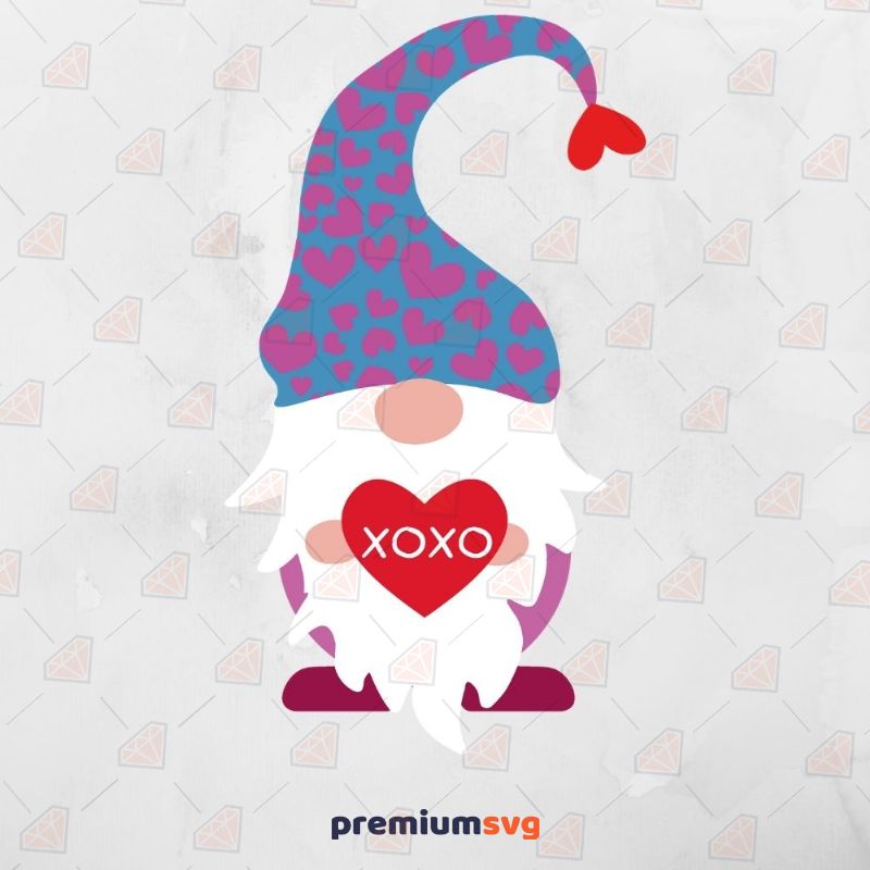 Valentine's Day XOXO Gnome SVG, Instant Download Valentine's Day SVG Svg