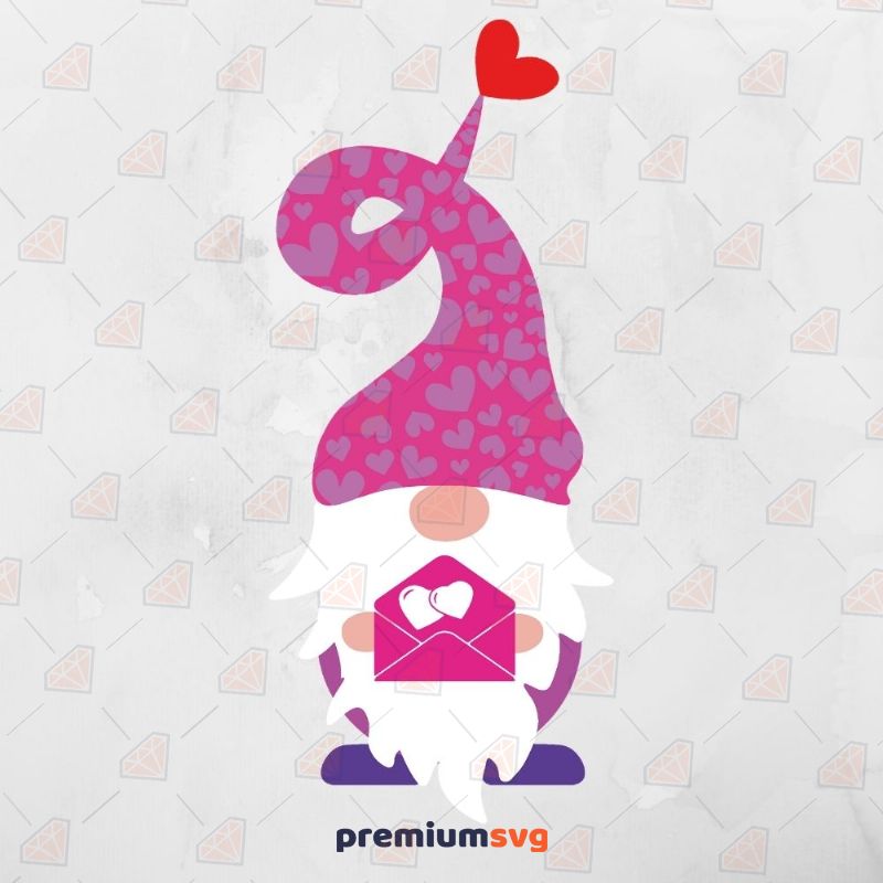 Gnome with Letter SVG, Love Letter SVG Instant Download Valentine's Day SVG Svg