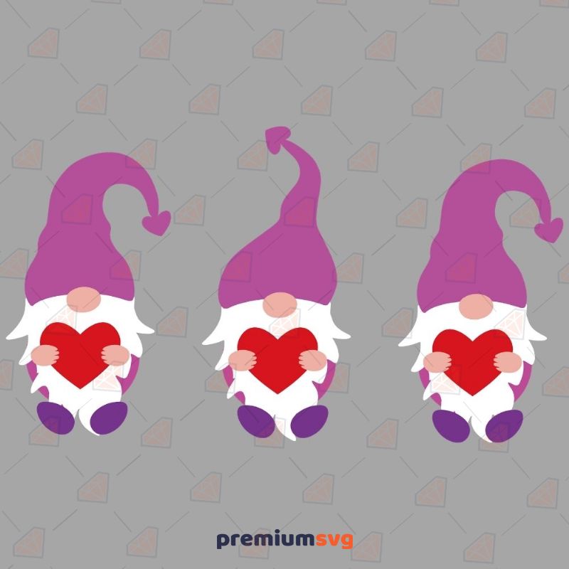 Valentine Purple Gnomes SVG Valentine's Day SVG Svg