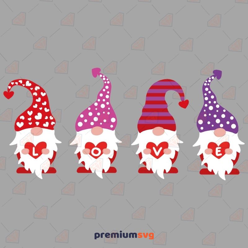 Love Gnomes SVG, Valentine Gnomes SVG Cut Files Valentine's Day SVG Svg
