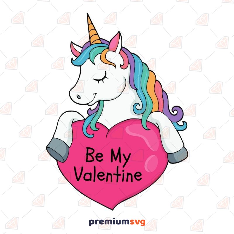 Be My Valentine Unicorn SVG, Be Mine Vector SVG Valentine's Day SVG Svg