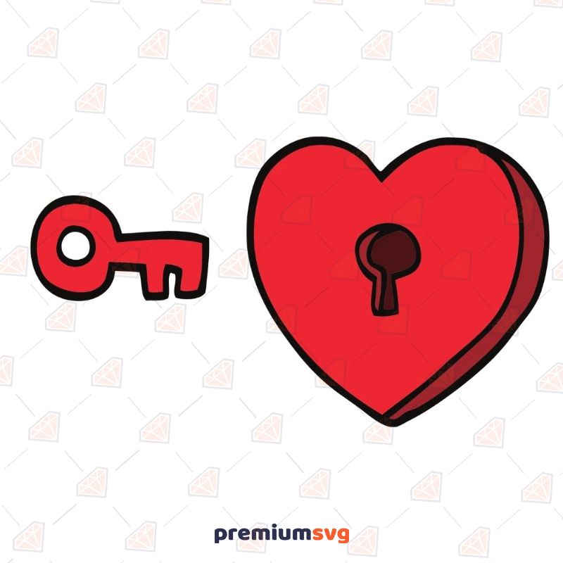 Heart with Key SVG, Heart Lock SVG Instant Download Valentine's Day SVG Svg